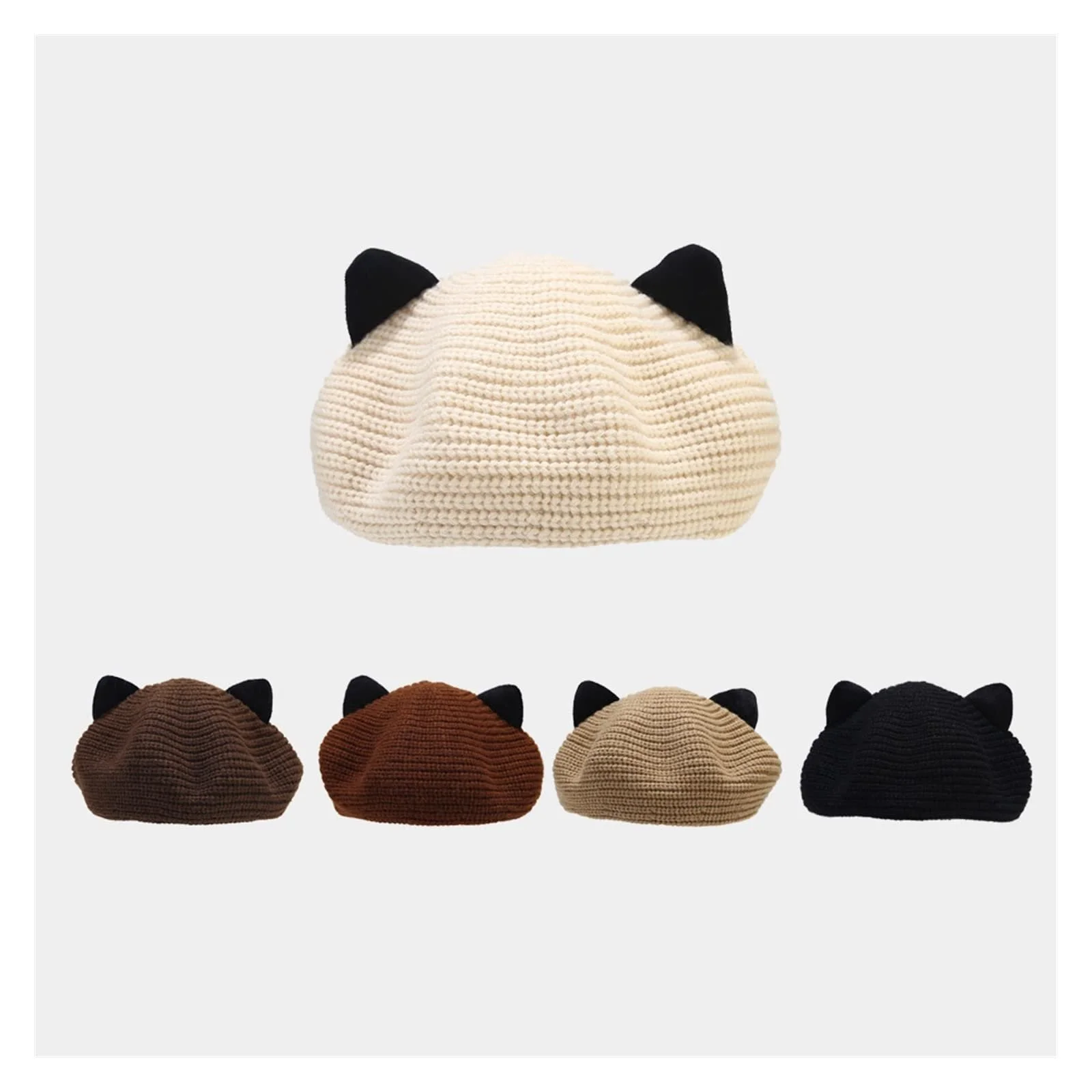 Шапка-бини YUEMOL с кошачьими ушками Шерстяная Осенне-зимняя, фото №6 Шапка-бини YUEMOL с кошачьими ушками Шерстяная Осенне-зимняя, фото №6