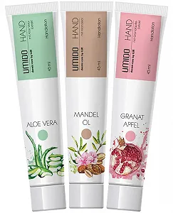 Набір лосьйонів для рук UMIDO 3 шт 45 мл 1 x Алое Вера 1 x Мигдальна олія 1 x Гранатовий крем для рук - Фото 1