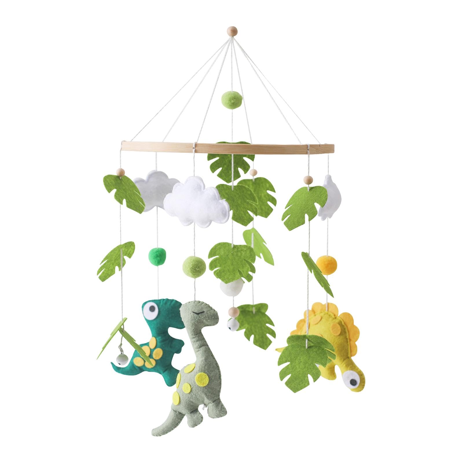 Игрушка-подвеска Fenteer Mobile Bed Bell Montessori Сенсорные Новорожденные Погремушки Фетр Подвесной Декор для новорожденных 0-6 месяцев Мальчики Девочки Зеленый, фото №6