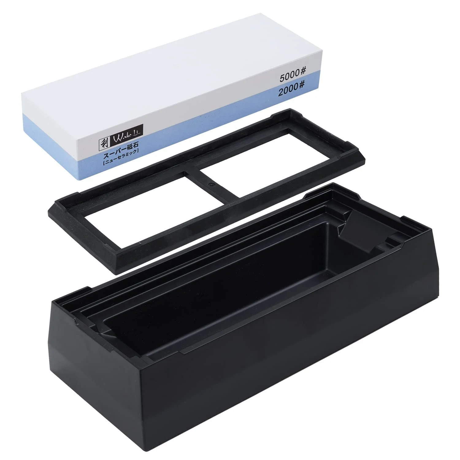 Точильний камінь Wakoli 2000/5000 двосторонній з корунду з направляючою та тримачем у пластиковому боксі, фото №4