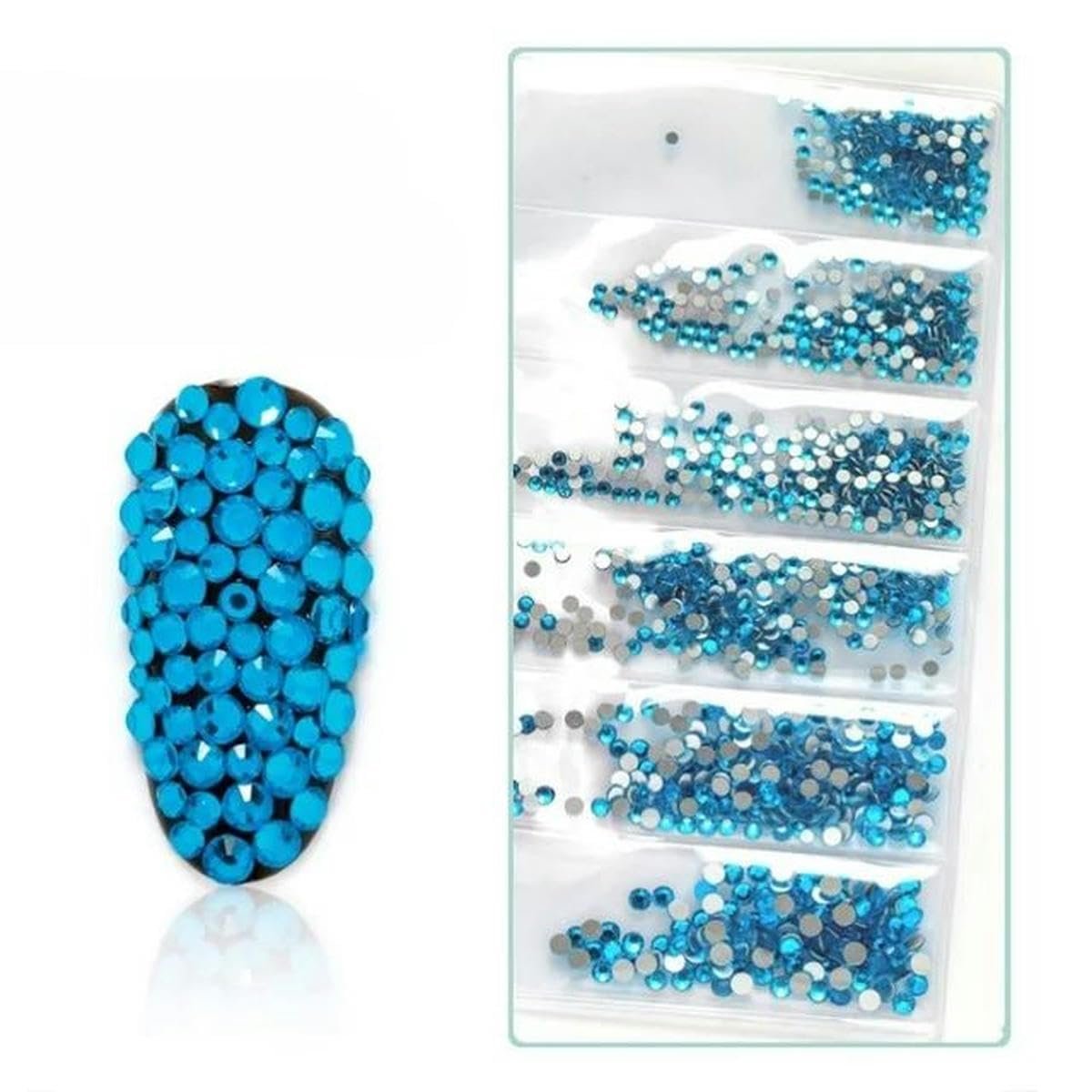 Стразы SS3-SS12 1440 шт., 3D блестки, без термофиксации, плоская задняя часть, стекло, Pixie Nail Art, прозрачный кристалл AB, аксессуары для маникюра с блестящими драгоценными камнями, Umhangblau, фото №1