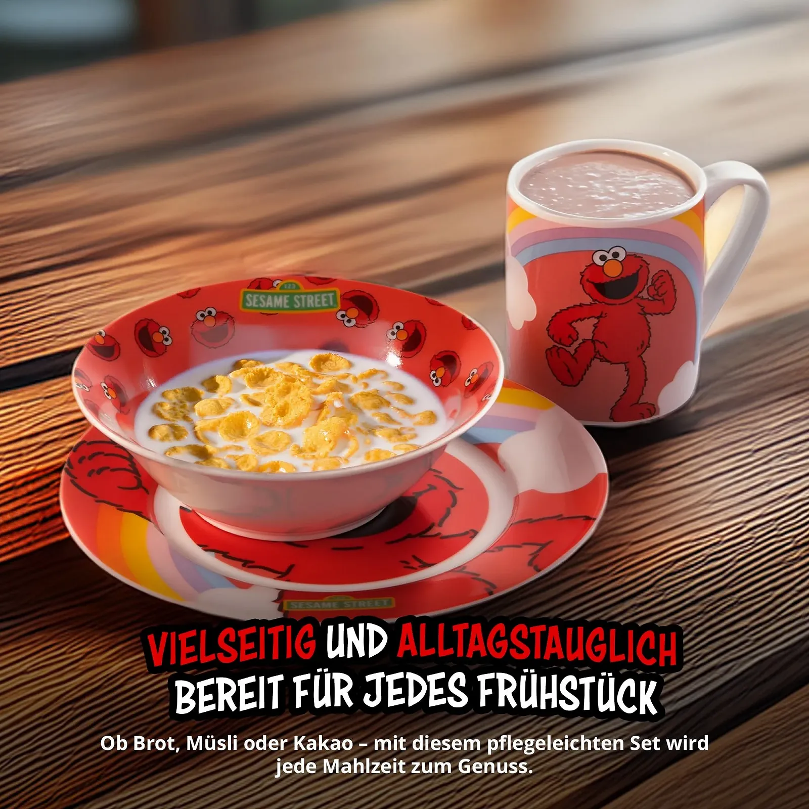 Детский набор для завтрака United Labels Elmo с Элмо, фарфоровый, 3 предмета, фото №3