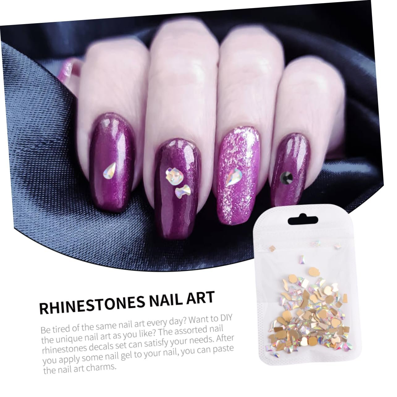 Стразы Хрустальные FRCOLOR 100шт, смешанные формы, стеклянные подвески для дизайна ногтей, фото №7