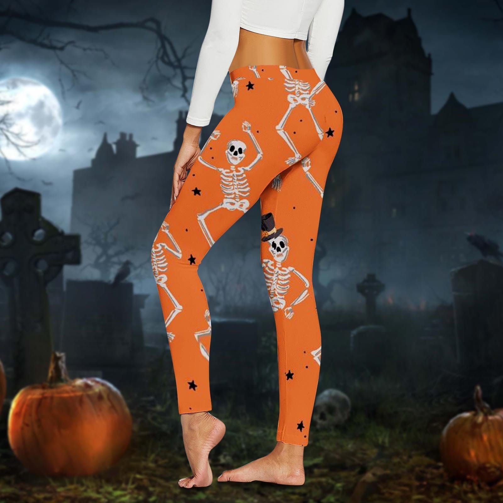 Легінси Для йоги Жіночі Halloween Гарбуз Безшовні Гетьмани Для підняття сідниць Для йоги Фітнес-зал Лосини Halloween Відьма Джогери Висока талія Контроль живота Модні Для тренувань Попа, фото №2