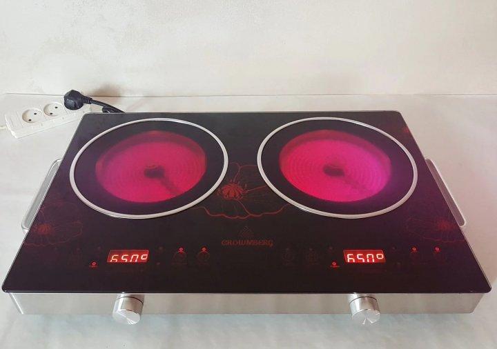Электрическая плита Crownberg CB-1327 настольная инфракрасная на 2 конфорки по 2000 Вт, фото №6