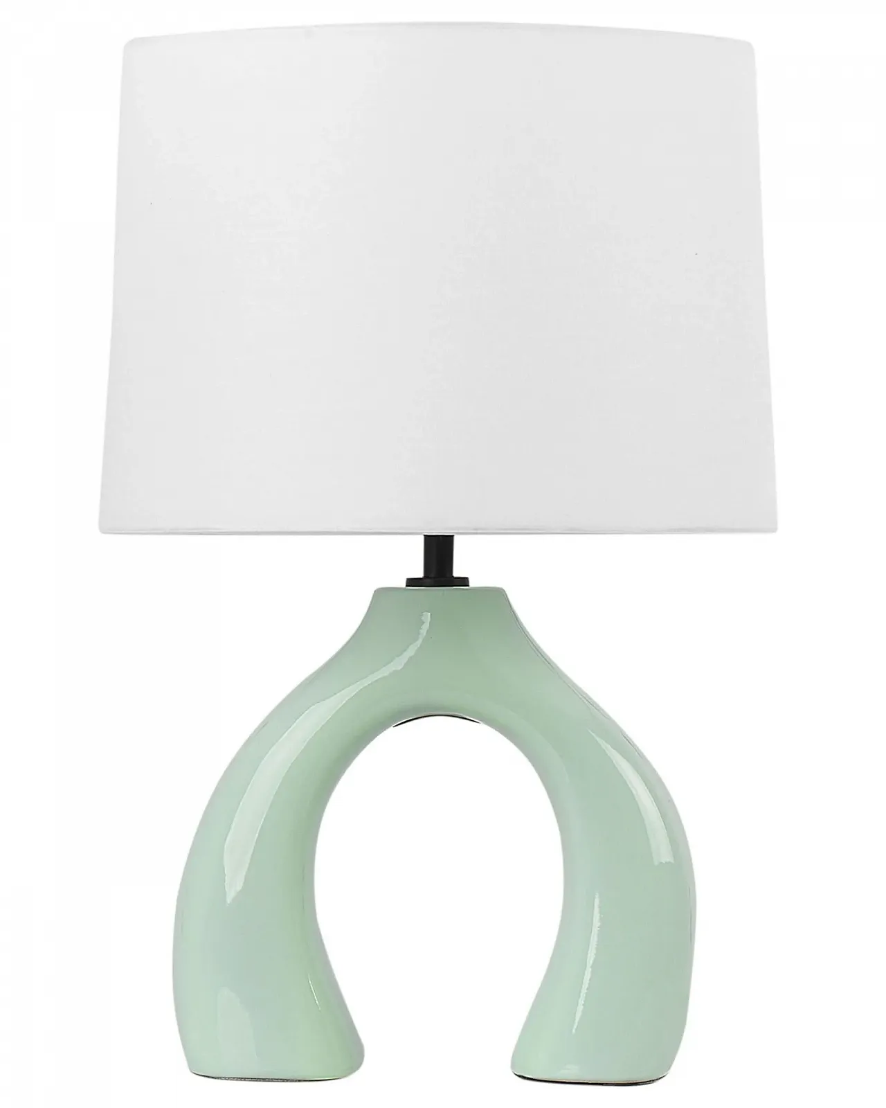 Настільна лампа Abbie керамічна основа тканинний абажур з вимикачем Зелена, фото №1