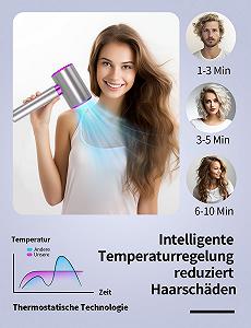 Фен DMTIVMG Ion, 2400 Вт, с кнопкой холодного/горячего воздуха, 3 температуры и 2 скорости, диффузор и концентратор, термостатический synthetic.ua - Фото 1