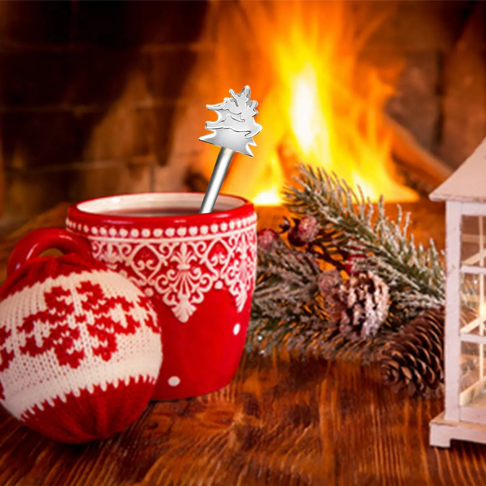 Ложка з нержавіючої сталі HOWAF Різдвяна, 6 шт, для кави, чаю, десертів, фото №7