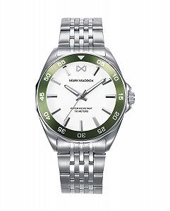 Женские часы Mark Maddox MM1029-07 Сталь Серебристый Белый циферблат Зеленый безель Водонепроницаемые 100 м Серебряный - Фото 1