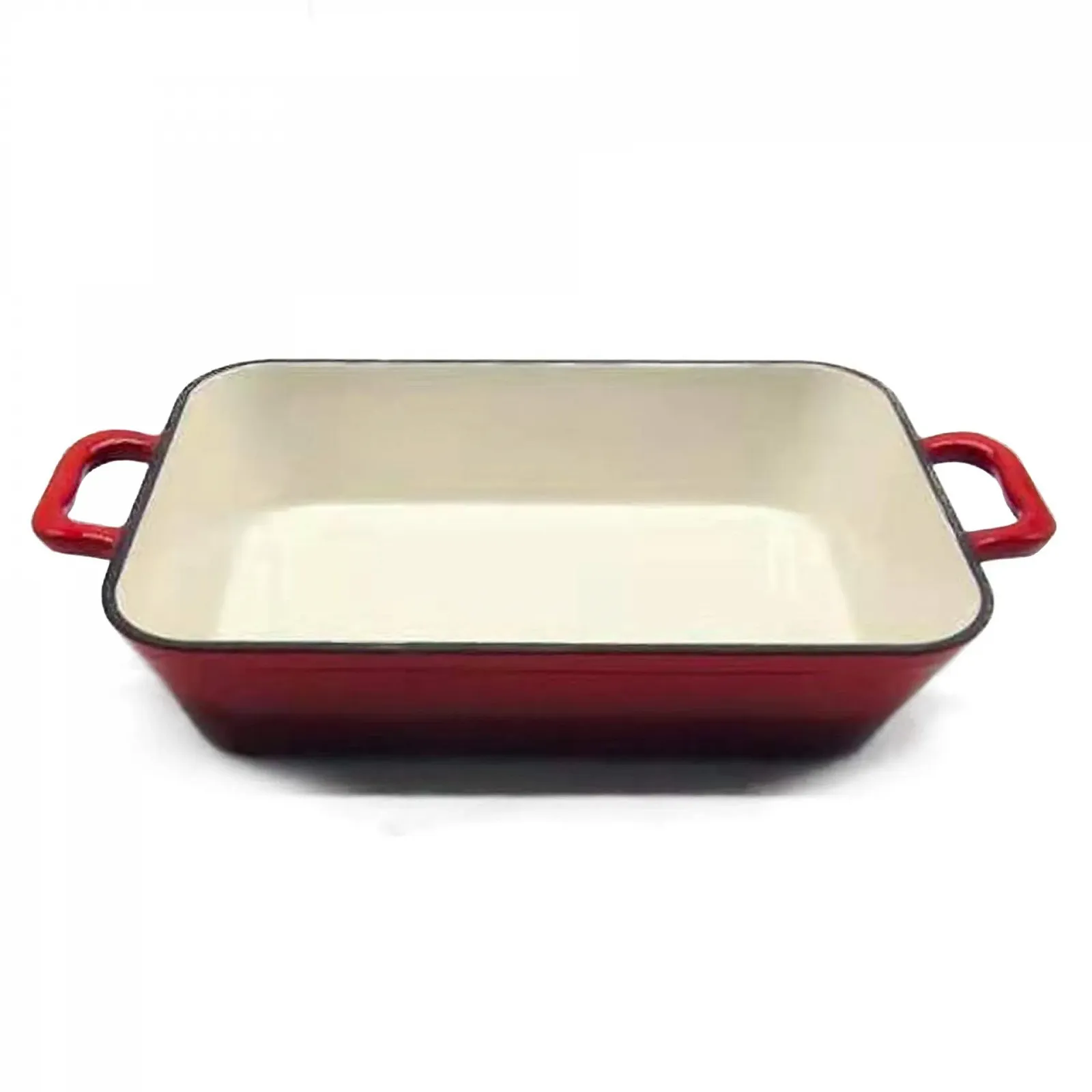 Чугунная форма для запекания 33,4 x 22,2 см Прямоугольная Эмалированная 5 л Индукционная Белая/Красная, фото №1