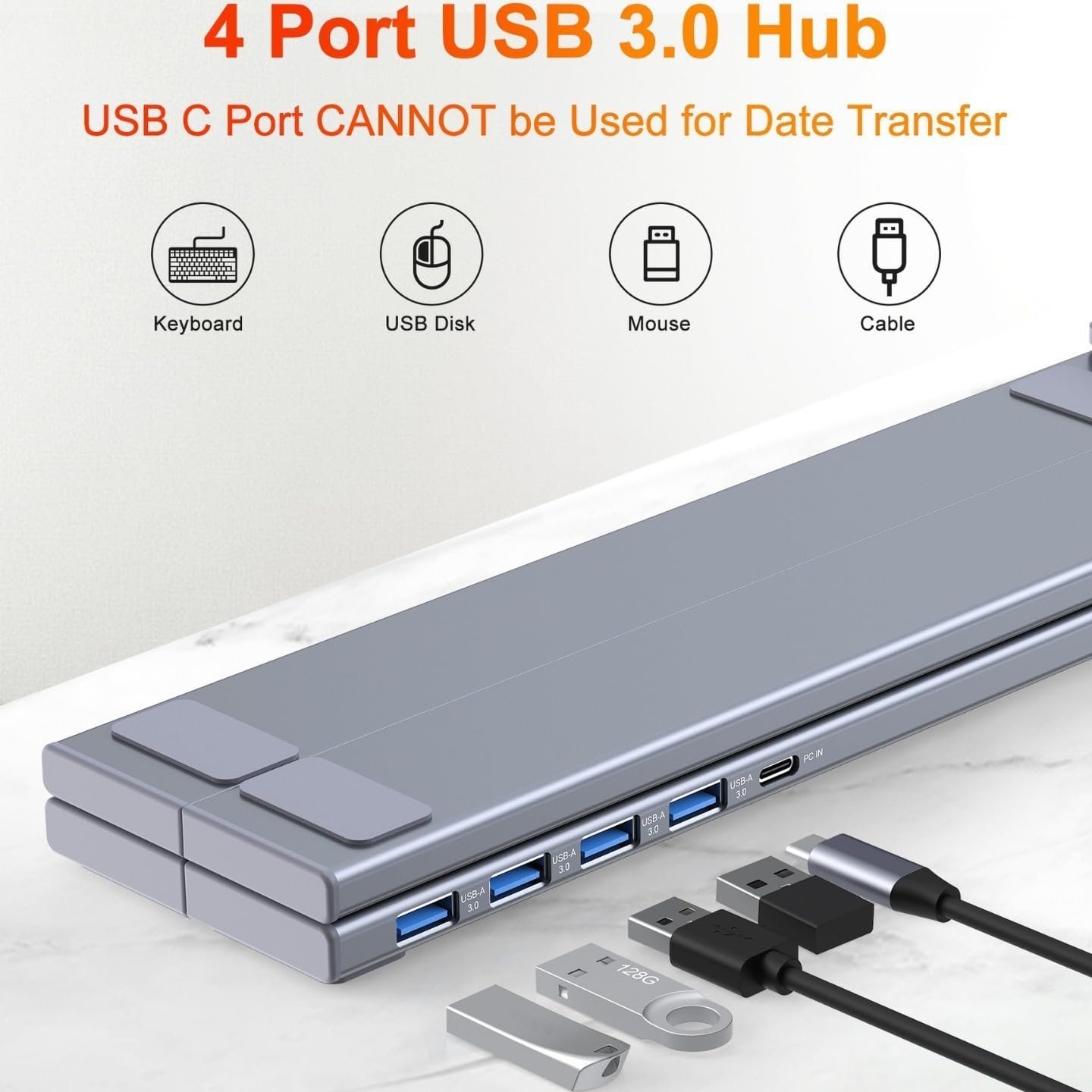 Регулируемая подставка для ноутбука 5 в 1, док-станция с 4 портами USB 3.0 для быстрой передачи данных, 9 уровней регулировки высоты для ноутбуков USB-C, фото №3