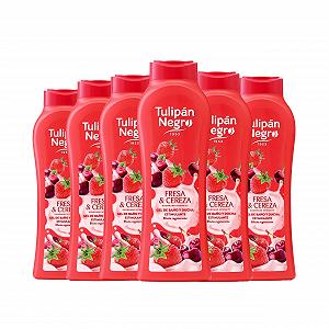 Гель для ванны Tulipan Black Strawberry and Cherry Стимулирующий эффект Регенерация 720 мл x 6 шт - Фото 1