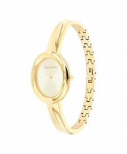 Жіночий аналоговий годинник Calvin Klein Twisted Bezel Collection Золотий браслет з нержавіючої сталі synthetic.ua - Фото 1