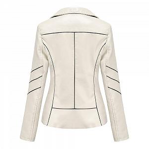 Кожаная Куртка DISSA Slim Short C256N, искусственная кожа, с лацканами, на молнии, мотоциклетная, для весны и осени synthetic.ua - Фото 1