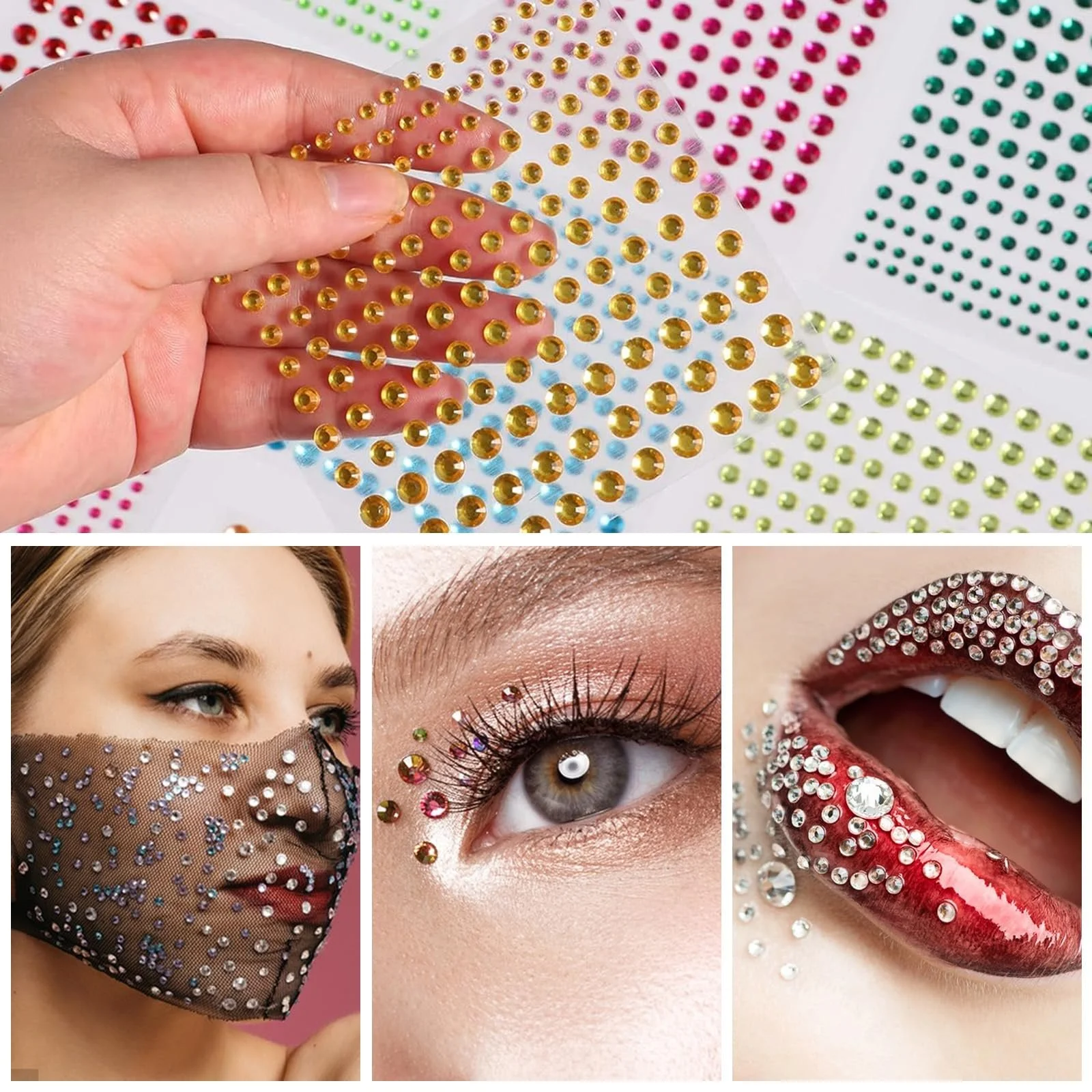 Стразы Самоклеящиеся Блестящие для Рукоделия, для Лица, для Маникюра и Праздничных Аксессуаров, 2310 шт, фото №6