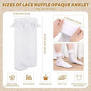 Носки с оборками и кружевом Geyoga с бантом для женщин 2 пары, белые synthetic.ua - Фото 1