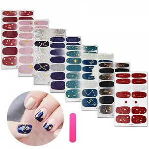 Наклейки для нігтів MWOOT 8 аркушів (112 шт.) Self-Adhesive - Фото 1