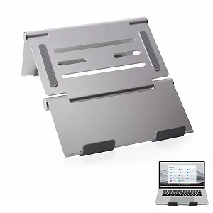 Подставка для ноутбука регулируемая алюминиевая складная портативная прочная для устройств 10-16 дюймов серебряная - Фото 1