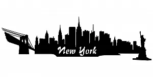 Наклейка на стіну New York Skyline 30 x 9 см Чорний - Фото 1