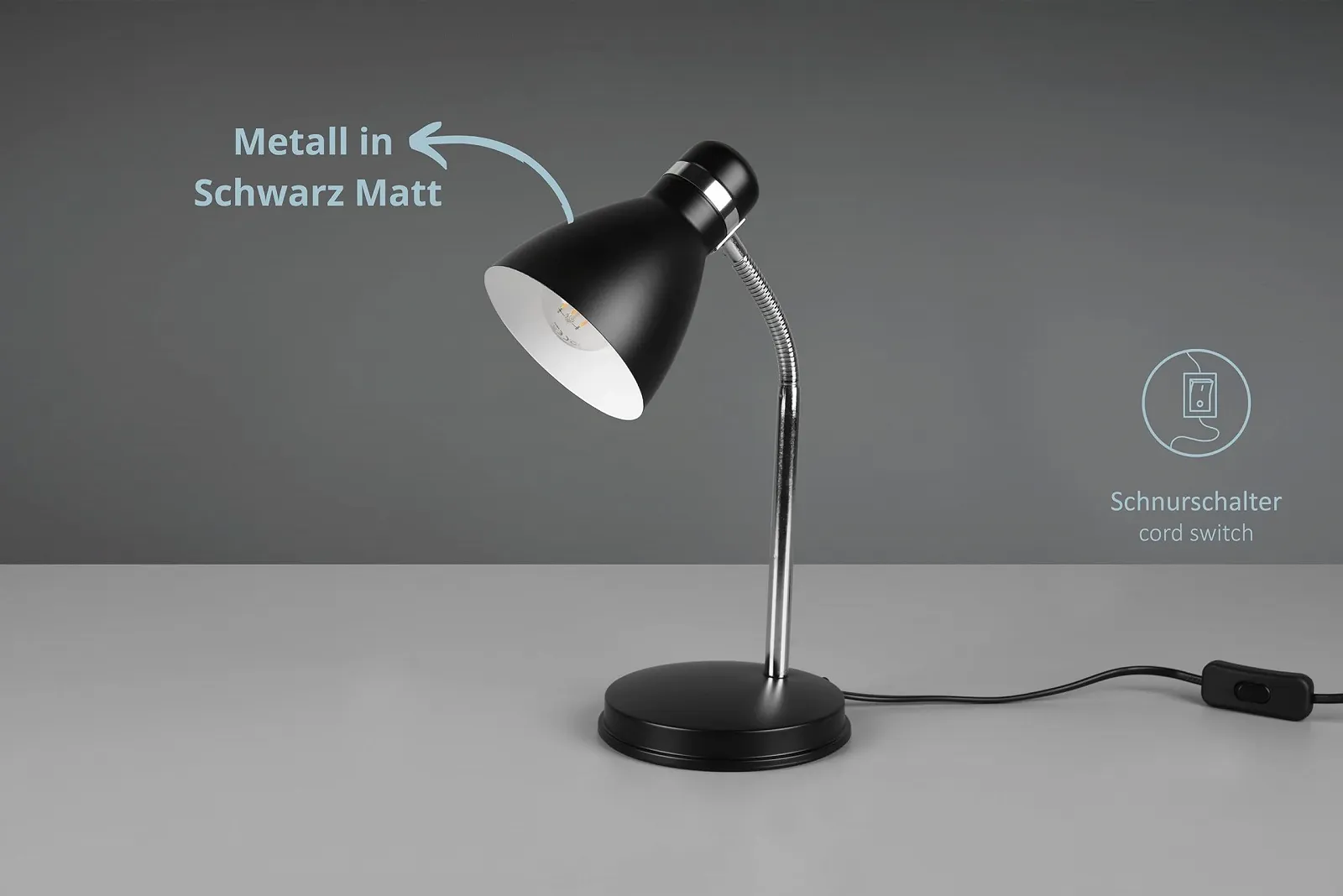 Настільна лампа Harley Flexible Adjustable E27 Max 10 W 14x33 см Метал Матова чорна, фото №3