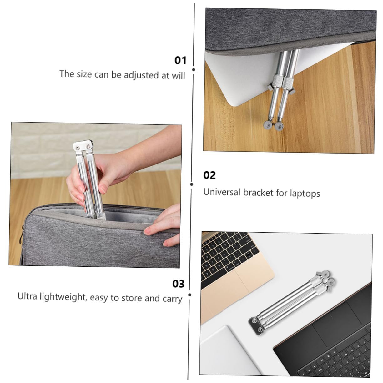 Подставка для ноутбука Алюминиевый сплав Регулируемая Угол наклона Вращающаяся Нескользящие силиконовые накладки Эргономичная Регулируемая по высоте Функция охлаждения для ноутбука и компьютера, фото №4