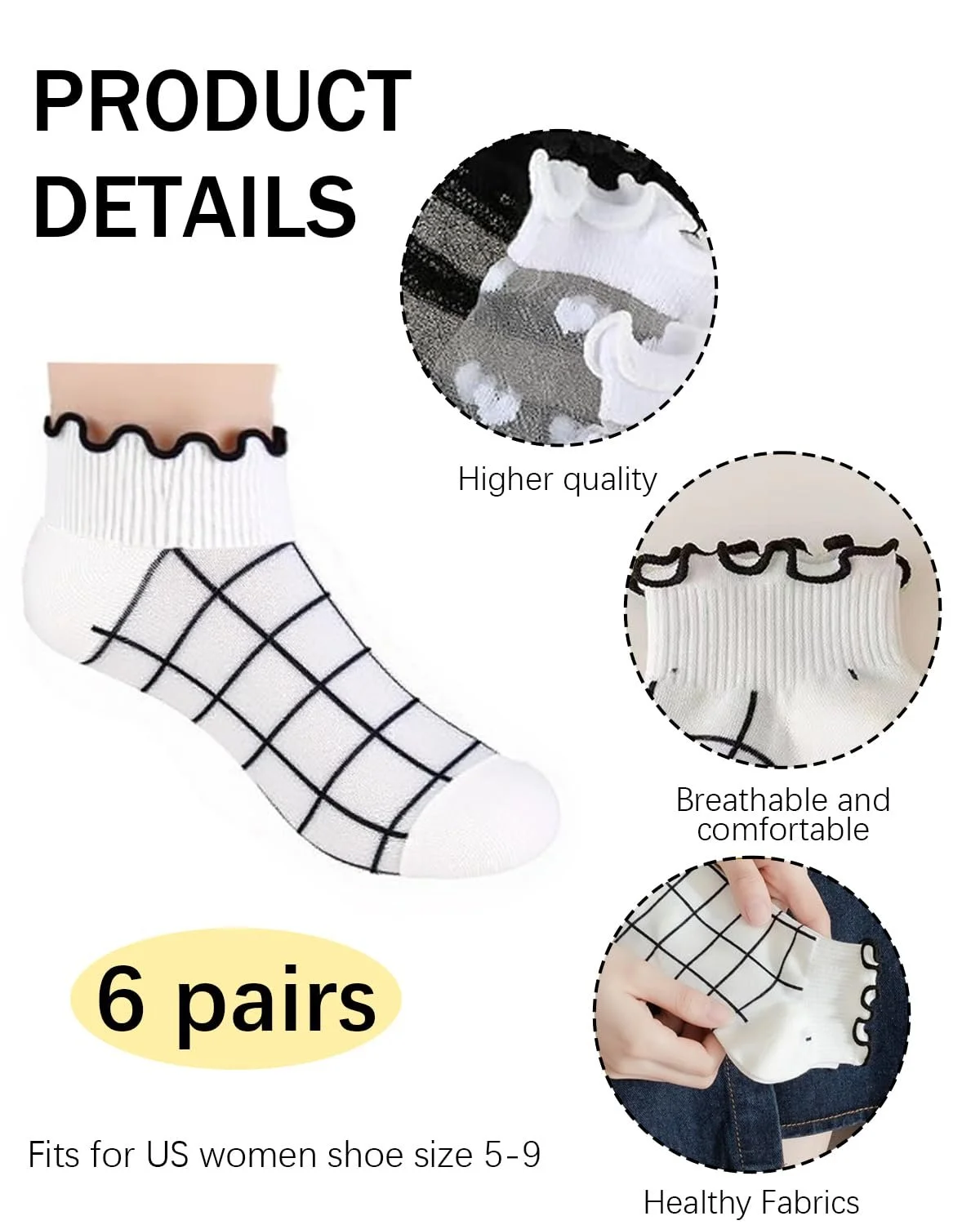 Шкарпетки Жіночі Візерунок - 6 Пар, фото №2 Шкарпетки Жіночі Візерунок - 6 Пар, фото №2