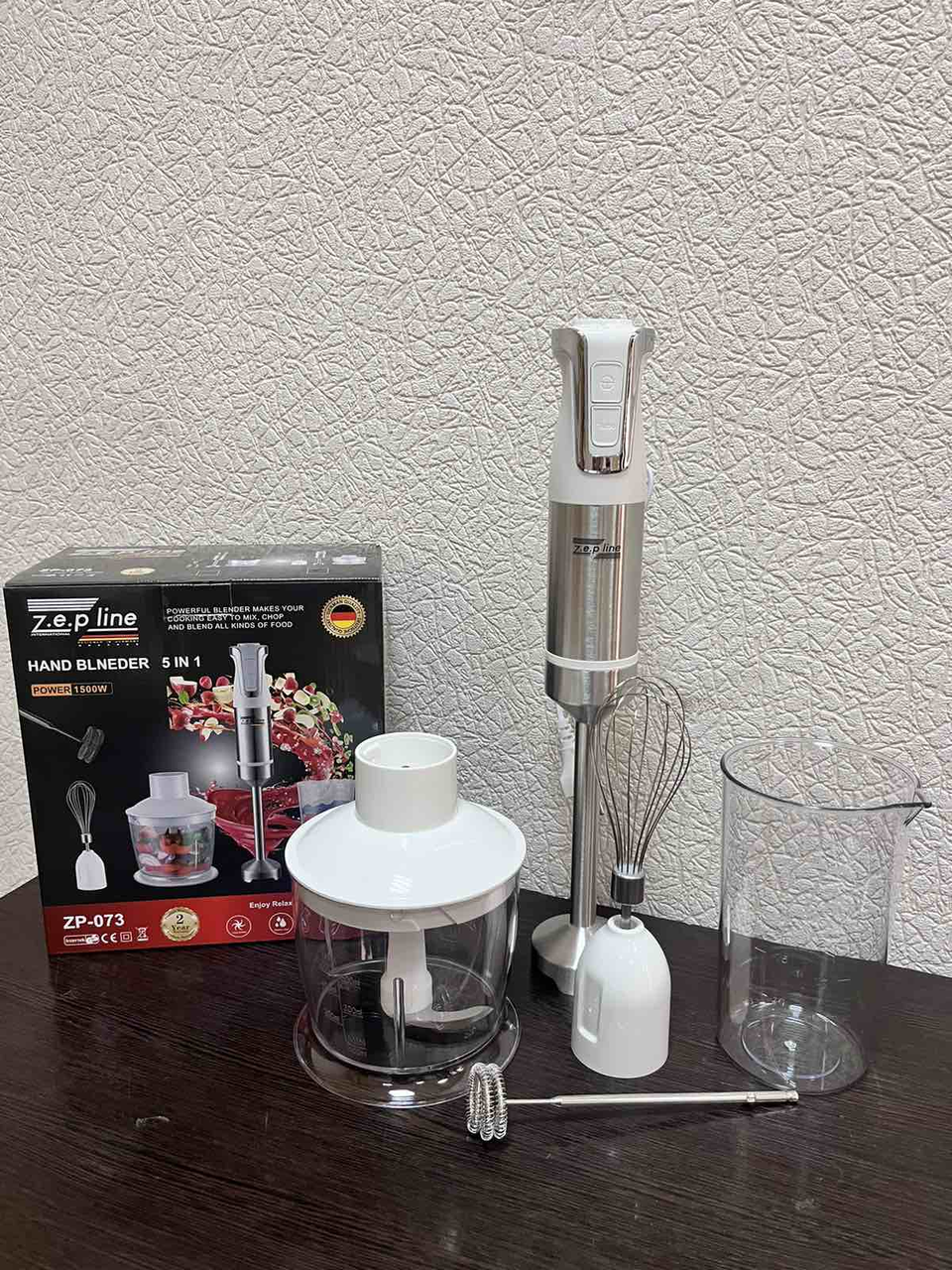 Мощный погружной блендер измельчитель 5в1 Zepline ZP-073 1500ВТ Белый, фото №3