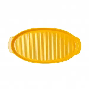 Форма для запікання LIFKOME керамічна овальна термостійка з двома ручками Жовта Мала - Фото 1