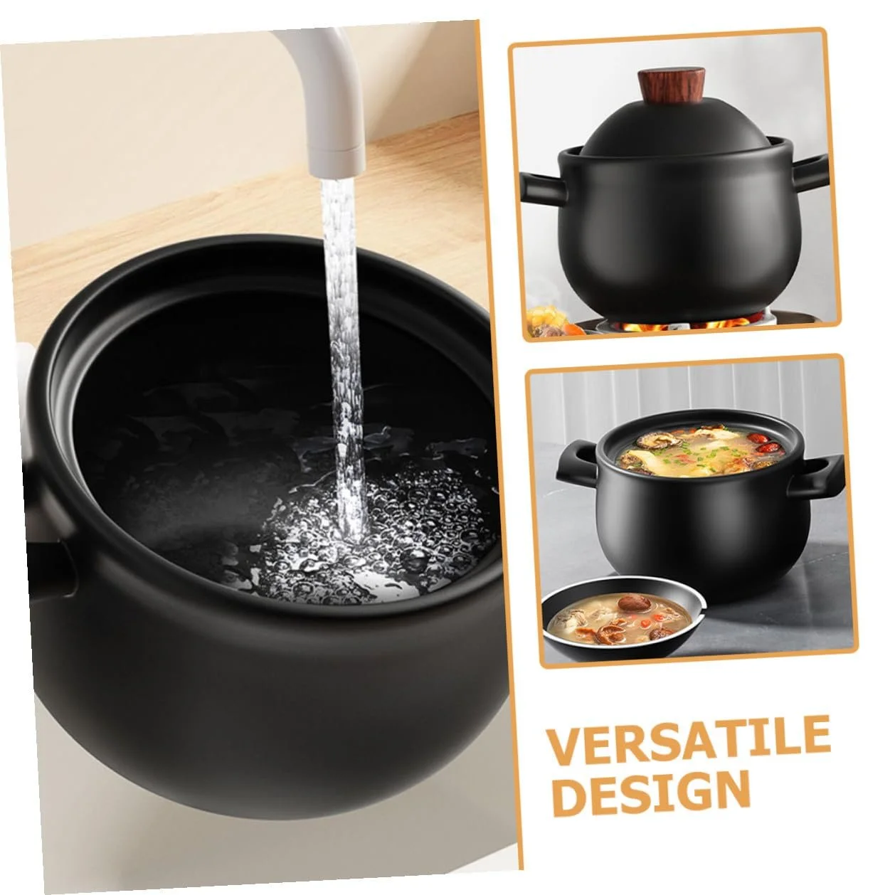 Кастрюля для запекания Alipis керамическая большой емкости термостойкая для газовой плиты, фото №3