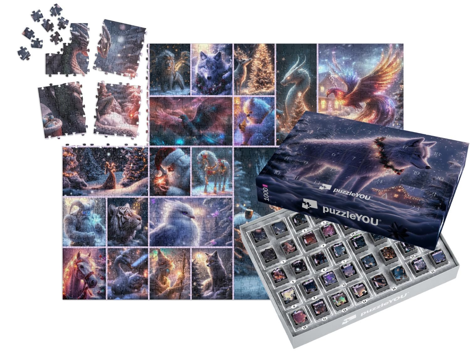 Пазл Адвент-календарь puzzleYOU Fantastic Winter Christmas World 1000 деталей, фото №1
