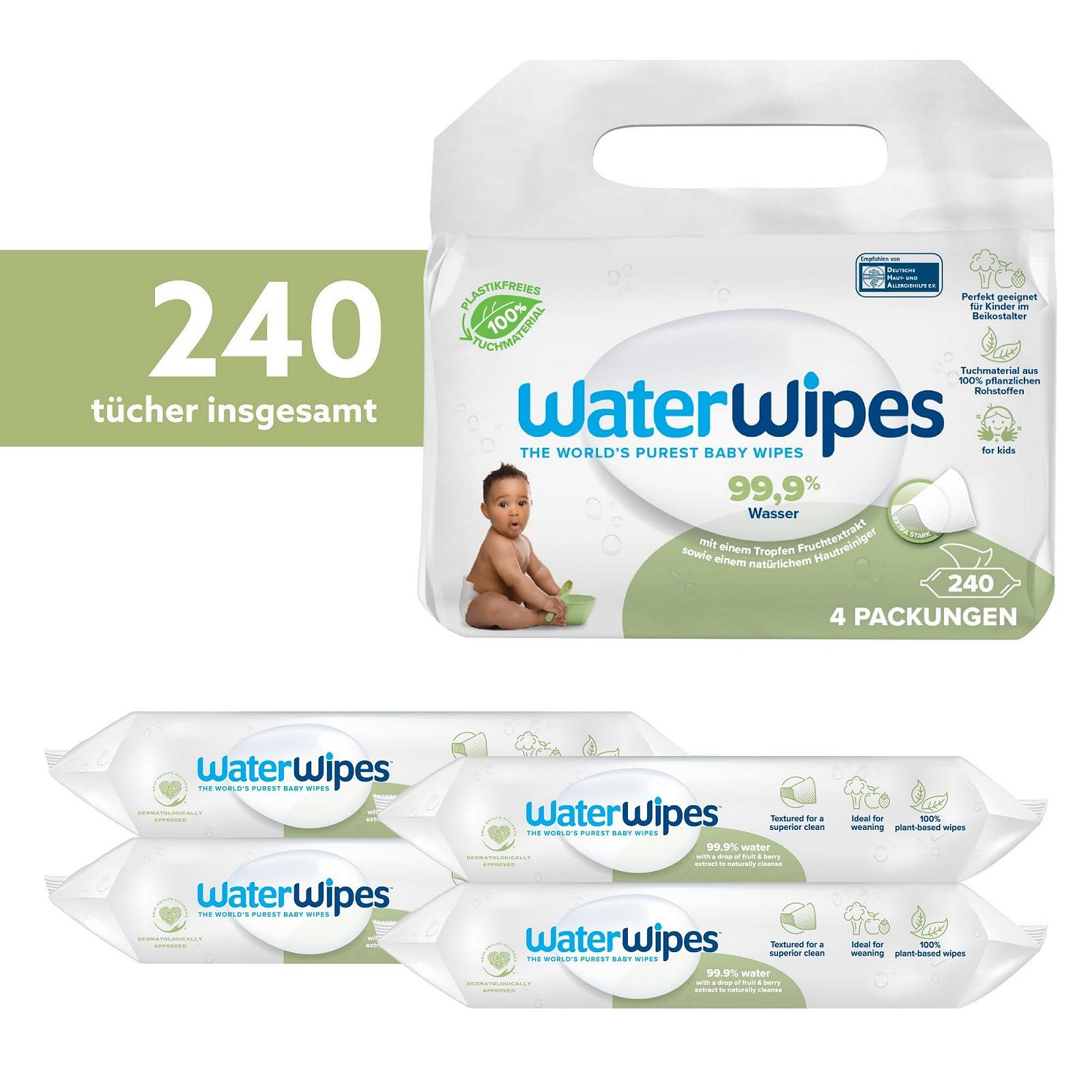 Серветки WaterWipes Текстурированные для детей и младенцев, 240 шт (4 упаковки), на 99,9% на водной основе, без запаха, для чувствительной кожи, фото №2