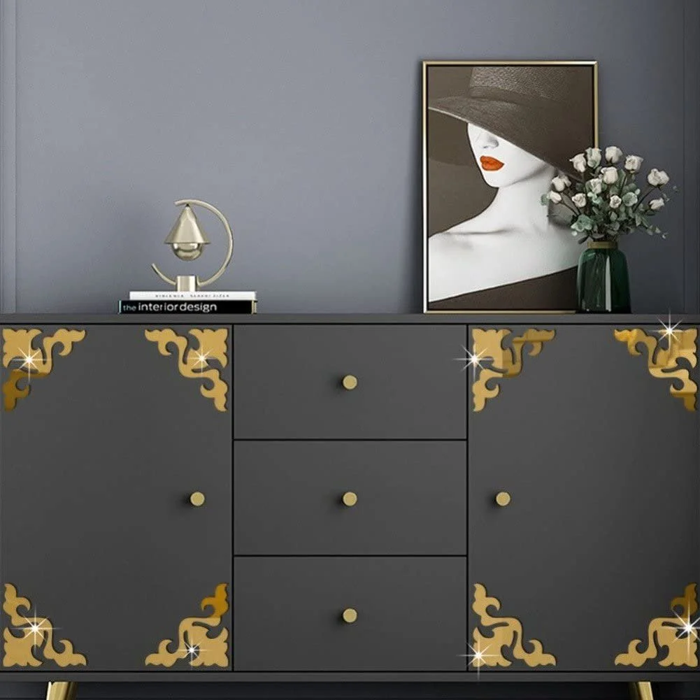 Наклейки на стіну Hrippy Furniture 3D Mirror 4 штуки Геометричний візерунок Золотистий/Сріблястий, фото №6 Наклейки на стіну Hrippy Furniture 3D Mirror 4 штуки Геометричний візерунок Золотистий/Сріблястий, фото №6