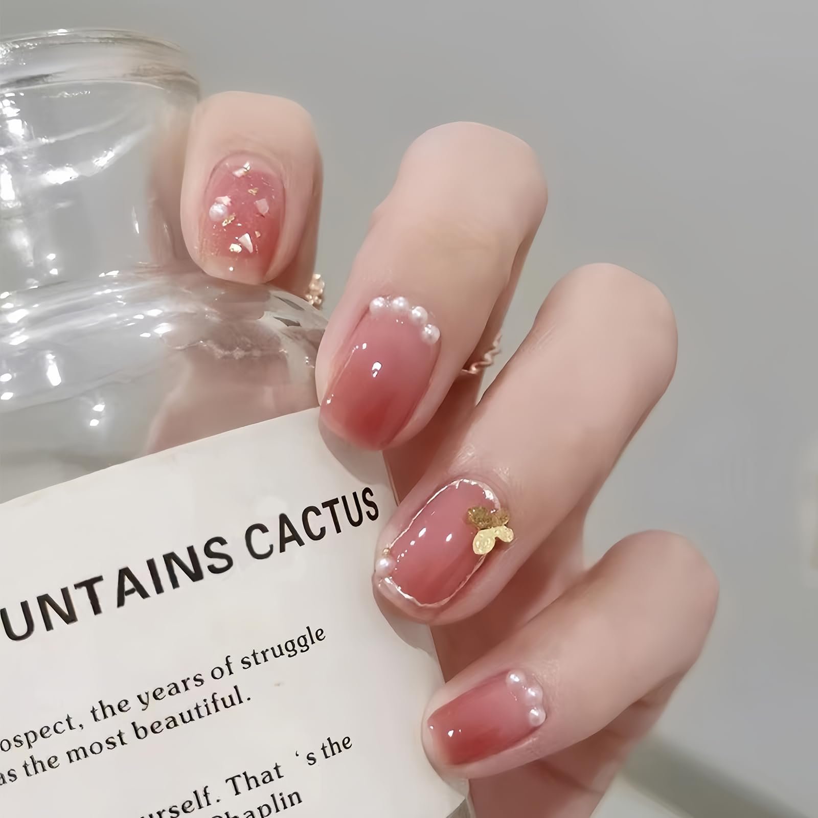 Стразы для ногтей Набор 12 Отсеков Жемчужные Полукруглые Белые, фото №5