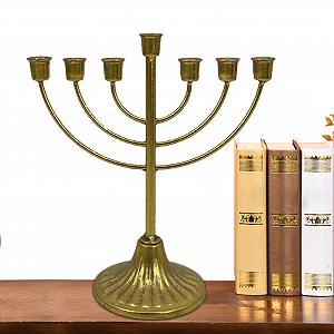 Подсвечник Hanukkah Menorah 7/9 ветвей золотой металл synthetic.ua - Фото 1
