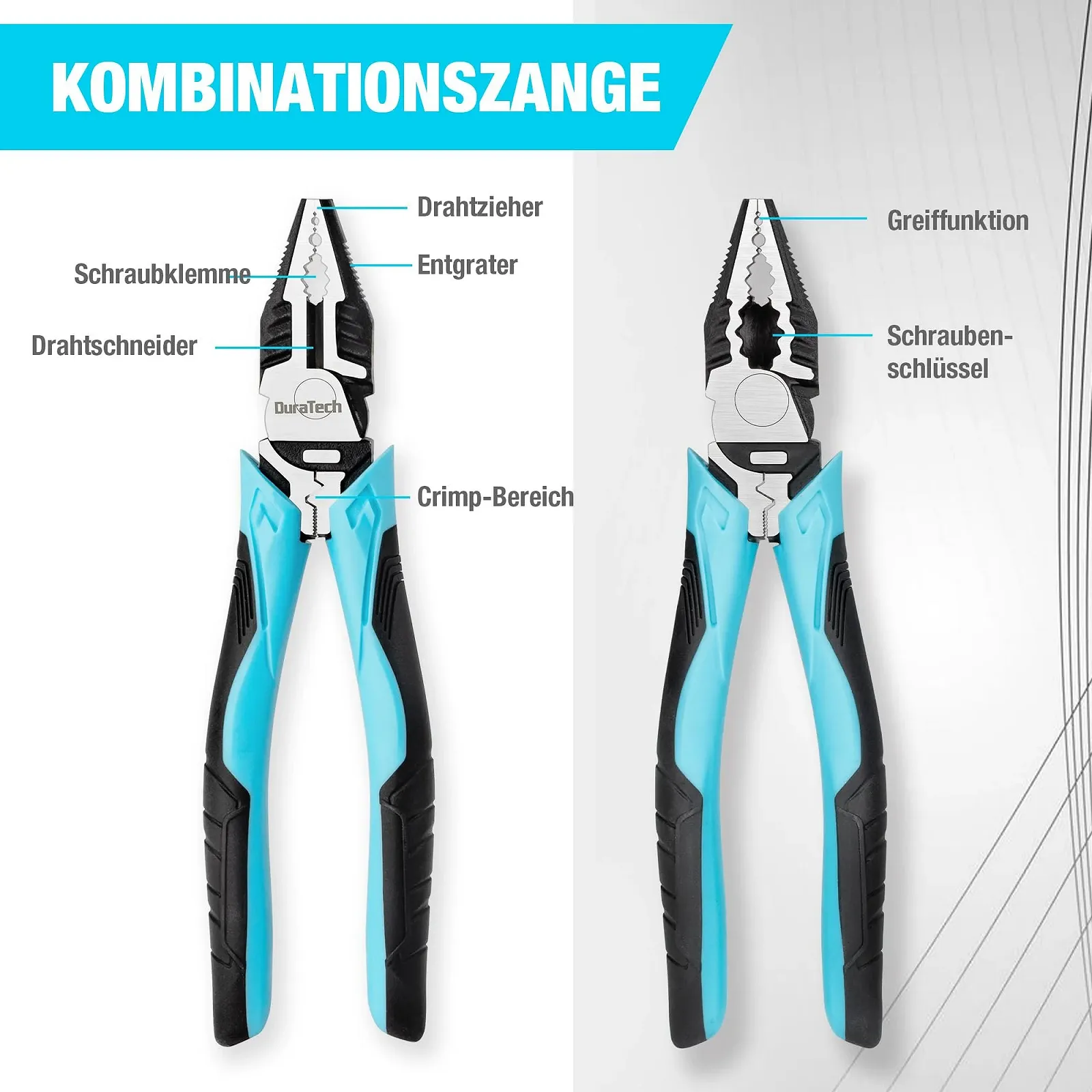 Набір плоскогубців DURATECH, 3 шт., плоскогубці з високим важелем, фото №4