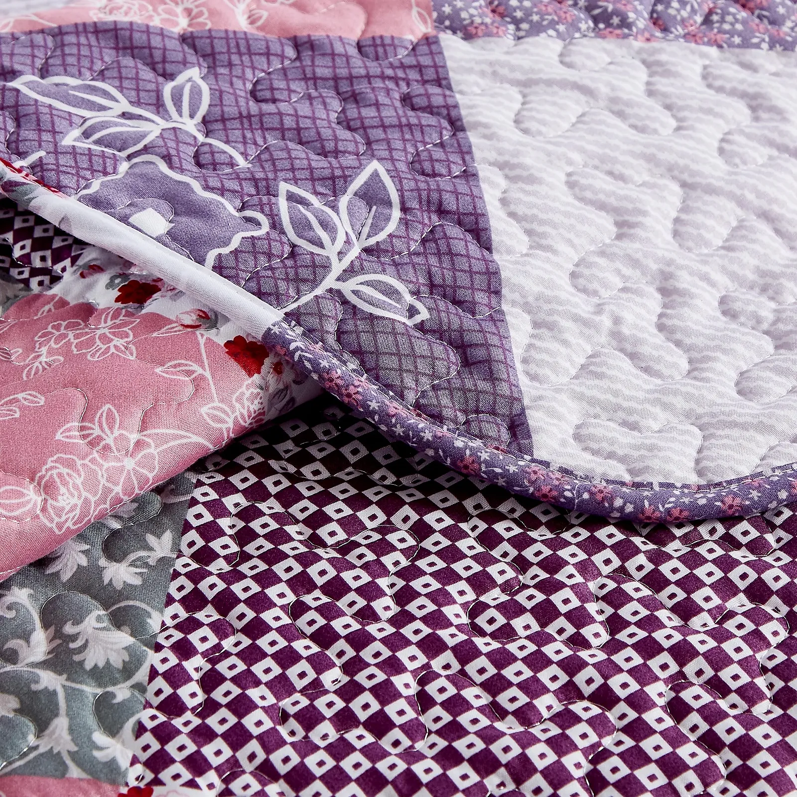 Покривало WONGS BEDDING 240 x 260 см, клаптеве покривало, стьобане, фото №6