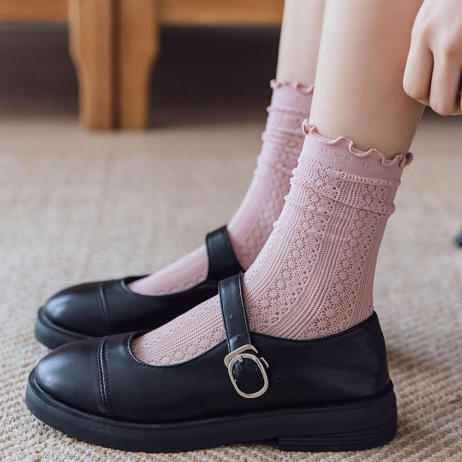 Набор из 3 пар носков с оборками для девочек/женщин, тонкие, прохладные и дышащие, короткие носки, носки-следки с оборками, милые, простые, шикарные носки для девочек, обязательный летний аксессуар, фото №4