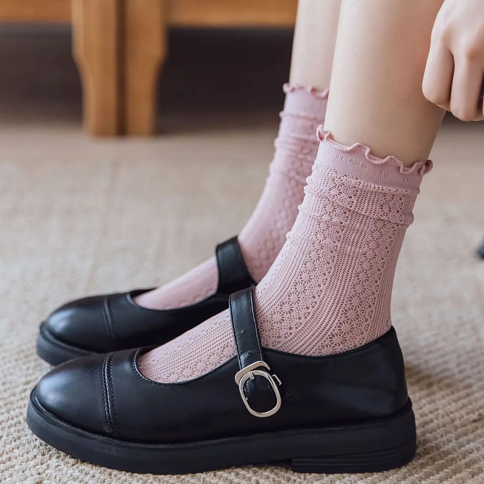 Набор из 3 пар носков с оборками для девочек/женщин, тонкие, прохладные и дышащие, короткие носки, носки-следки с оборками, милые, простые, шикарные носки для девочек, обязательный летний аксессуар, фото №4