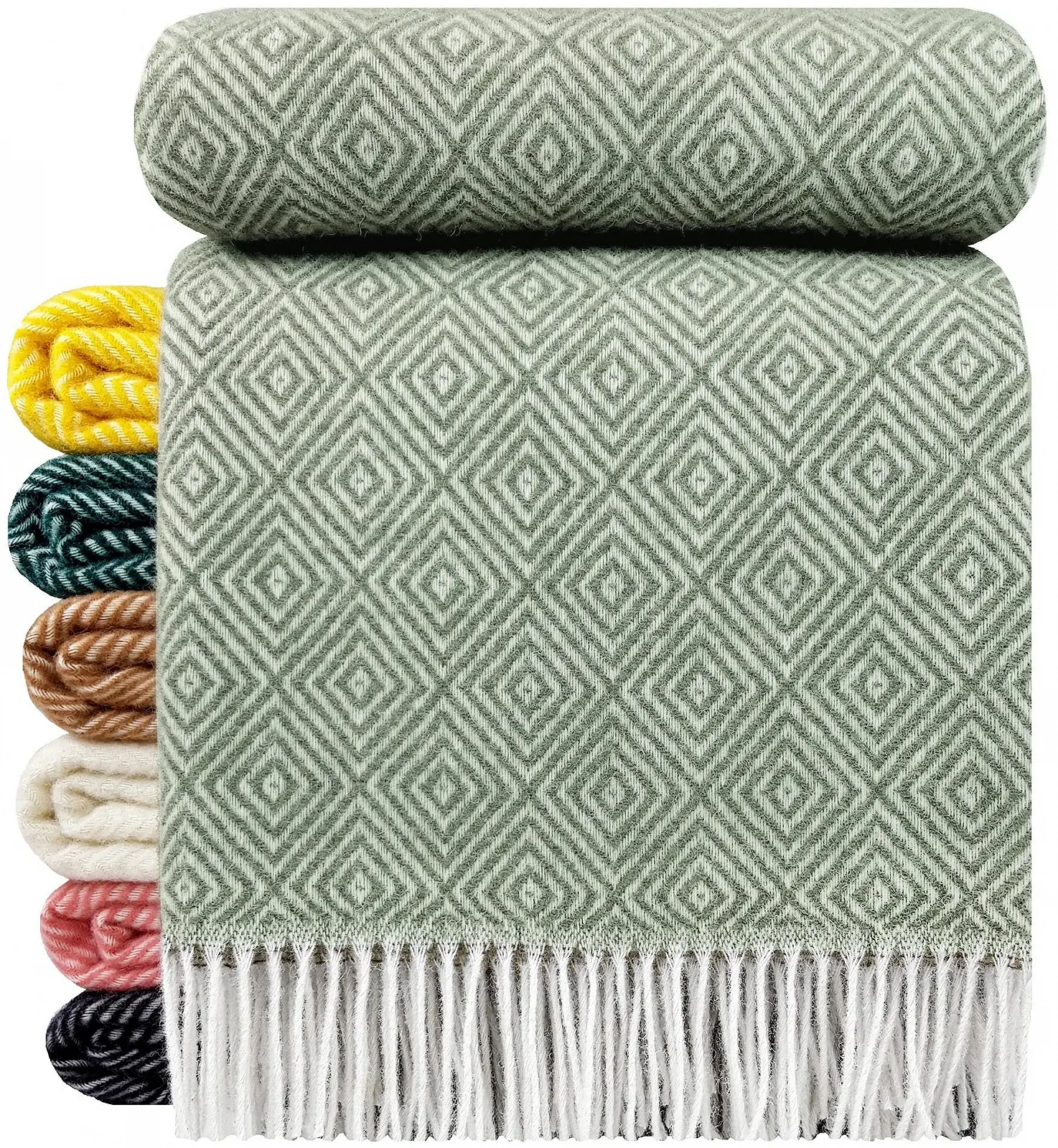 Плед STTS International Wool Tyrol з вовни, 140 x 200 см, світло-оливковий (D-V), фото №1