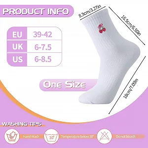 Теннисные носки Белый цвет, 4 пары, размер 38-42, с полосками и рисунками клубники и вишни synthetic.ua - Фото 1