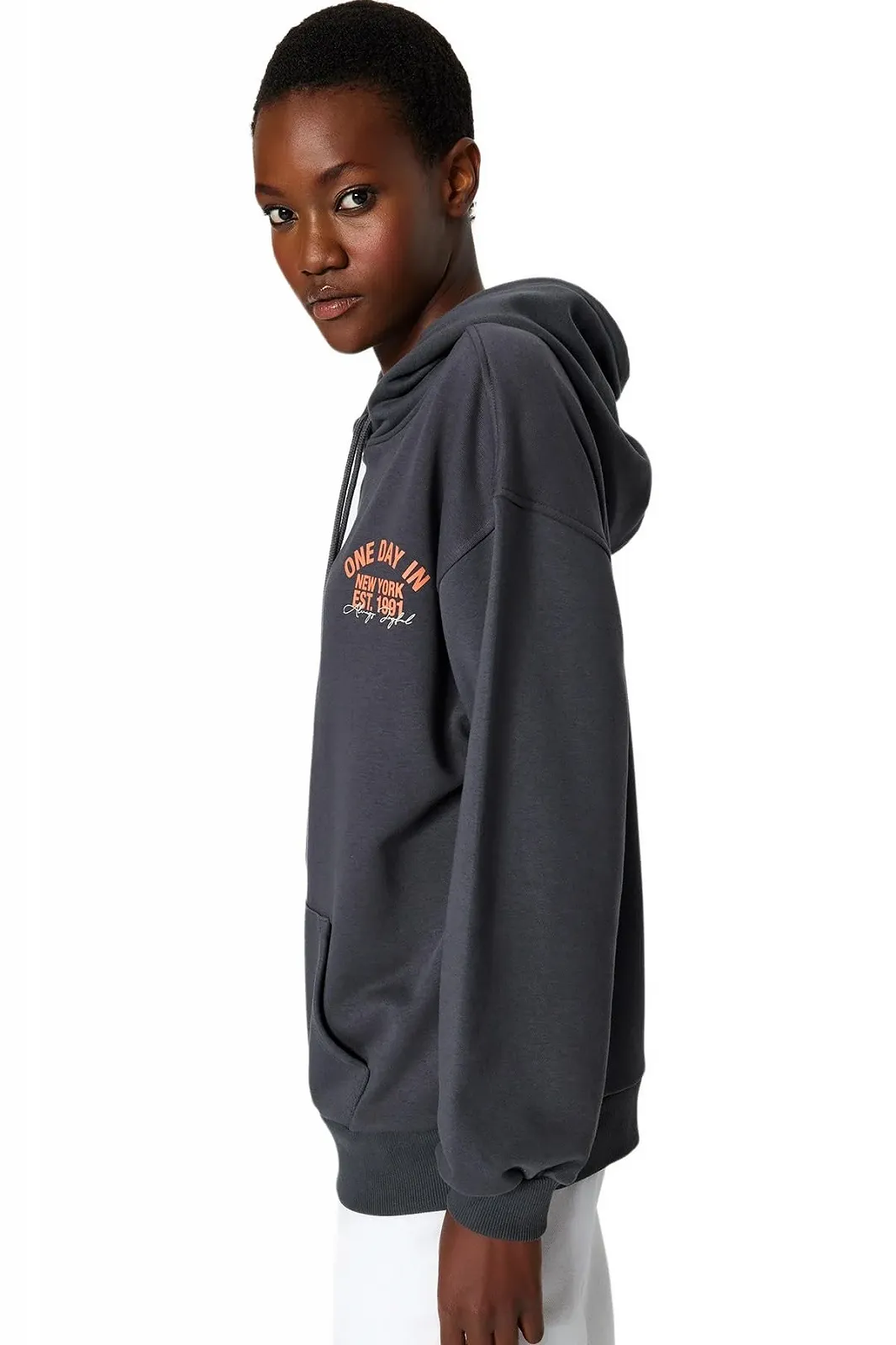 Толстовка TRENDYOL Motto, великий розмір, з довгими рукавами, фото №3