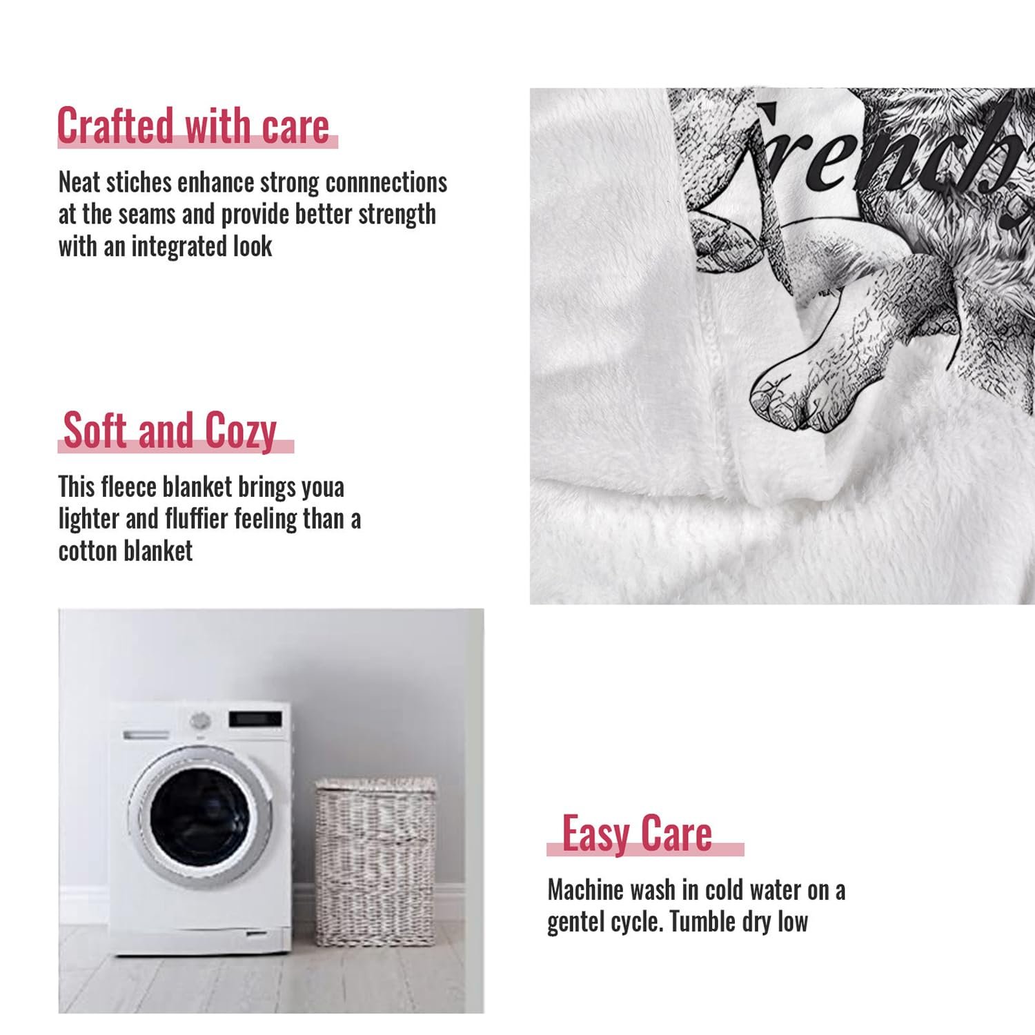 Одеяло YISUMEI Фланель Мягкое Флисовое Одеяло для Кровати Сибирский Хаски, 150 x 200 см, фото №4