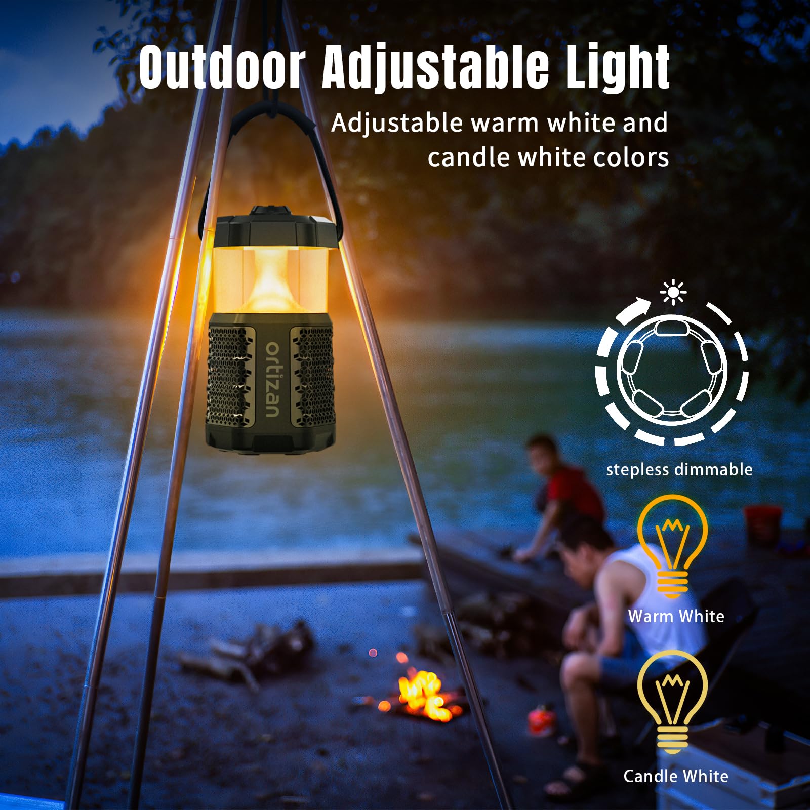 Портативная колонка Ortizan Outdoor Bluetooth Box с лампой для кемпинга, IPX7, 30Вт, 2 световых режима, Bluetooth 5.3, 24 часа работы, фото №5