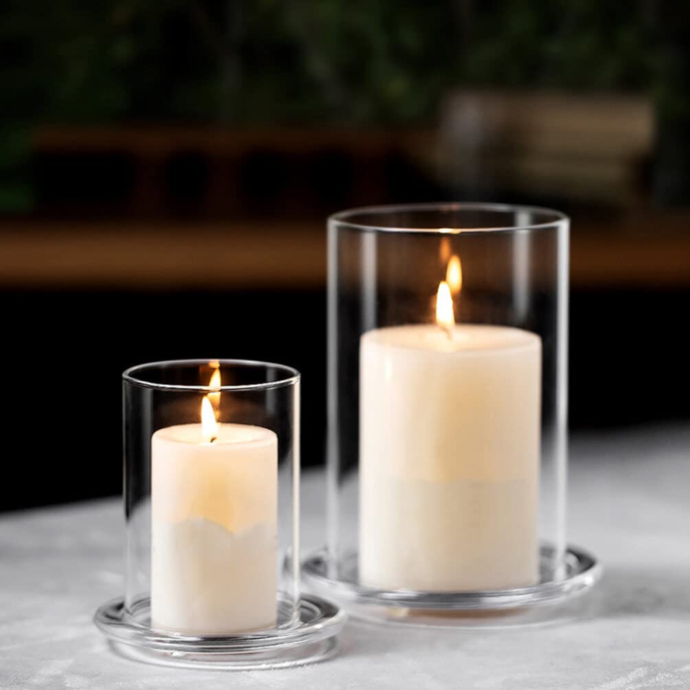 Подсвечник Ciieeo Shade Glass Cylinder Bottomless Cylinder Sleeve Hurricane Chimney Pipe Candle Cover Стекло High Borosilicate, фото №6