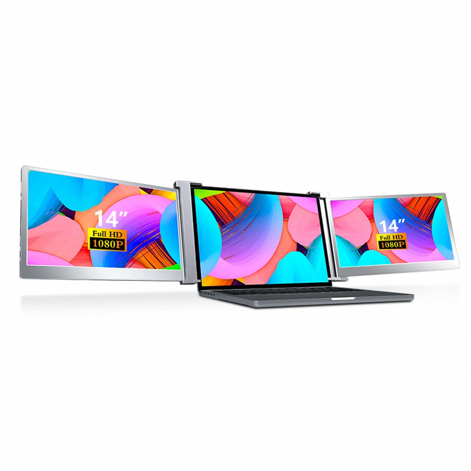 Монитор Diyeeni Портативный S19 14 дюймов 1080P IPS Двойной экранный расширитель с выдвижной подставкой Type-C Серый космос, фото №2