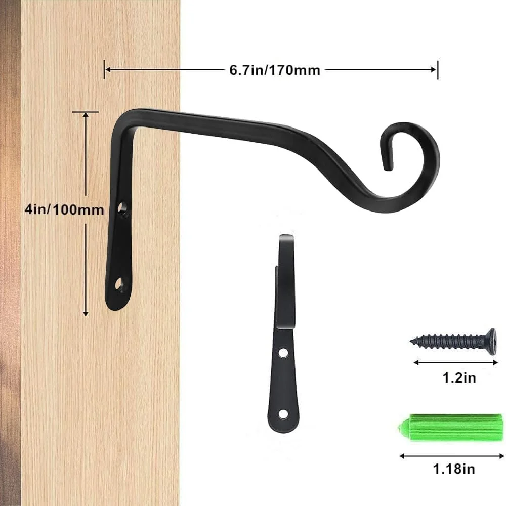 Тримач для рослин настінний 2 штуки 15 см Чорний для кошиків та ліхтарів, фото №2 Тримач для рослин настінний 2 штуки 15 см Чорний для кошиків та ліхтарів, фото №2