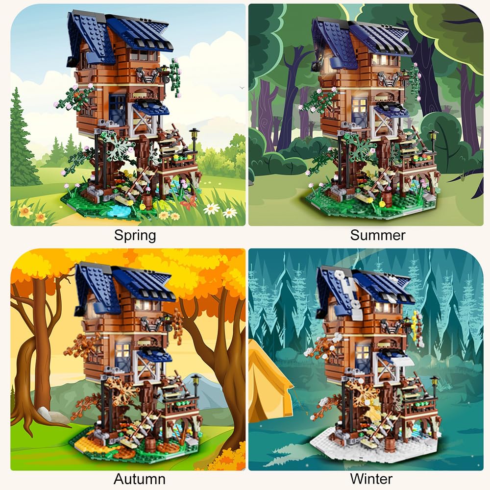 Игрушечный набор VATOS Tree House с LED светом 4 Времена года STEM для детей 1155 деталей, фото №6