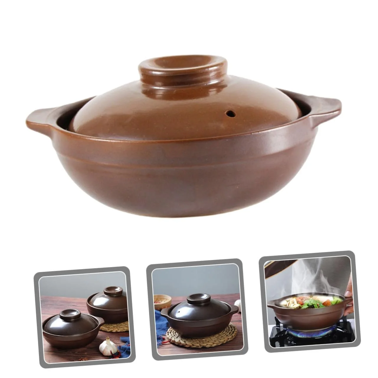 Кастрюля-кассероль керамическая термостойкая с двойными ручками для супов энергосберегающая, фото №9