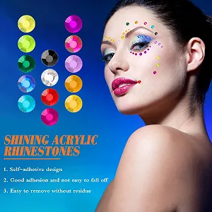 Набор Стразы Блестящие Самоклеящиеся Камни 2310 шт., 4 размера Круглые Камни с Пинцетом, Разноцветные Акриловые Стразы для Лица, Глаз, Ногтей, DIY Поделок synthetic.ua - Фото 1