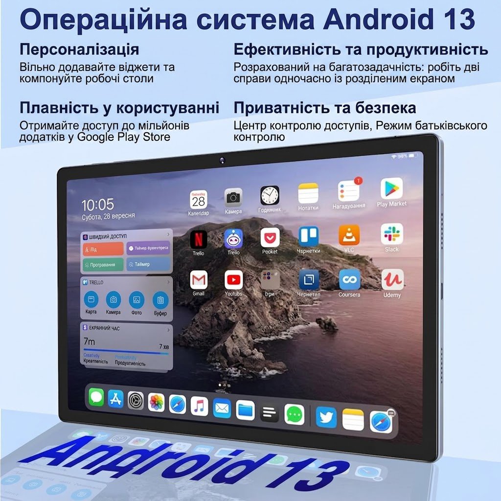 Планшет 11" Yestel T15 8+8/256Gb 8 ядер Android 13 8600 mAh Blue, фото №4 Планшет 11" Yestel T15 8+8/256Gb 8 ядер Android 13 8600 mAh Blue, фото №4
